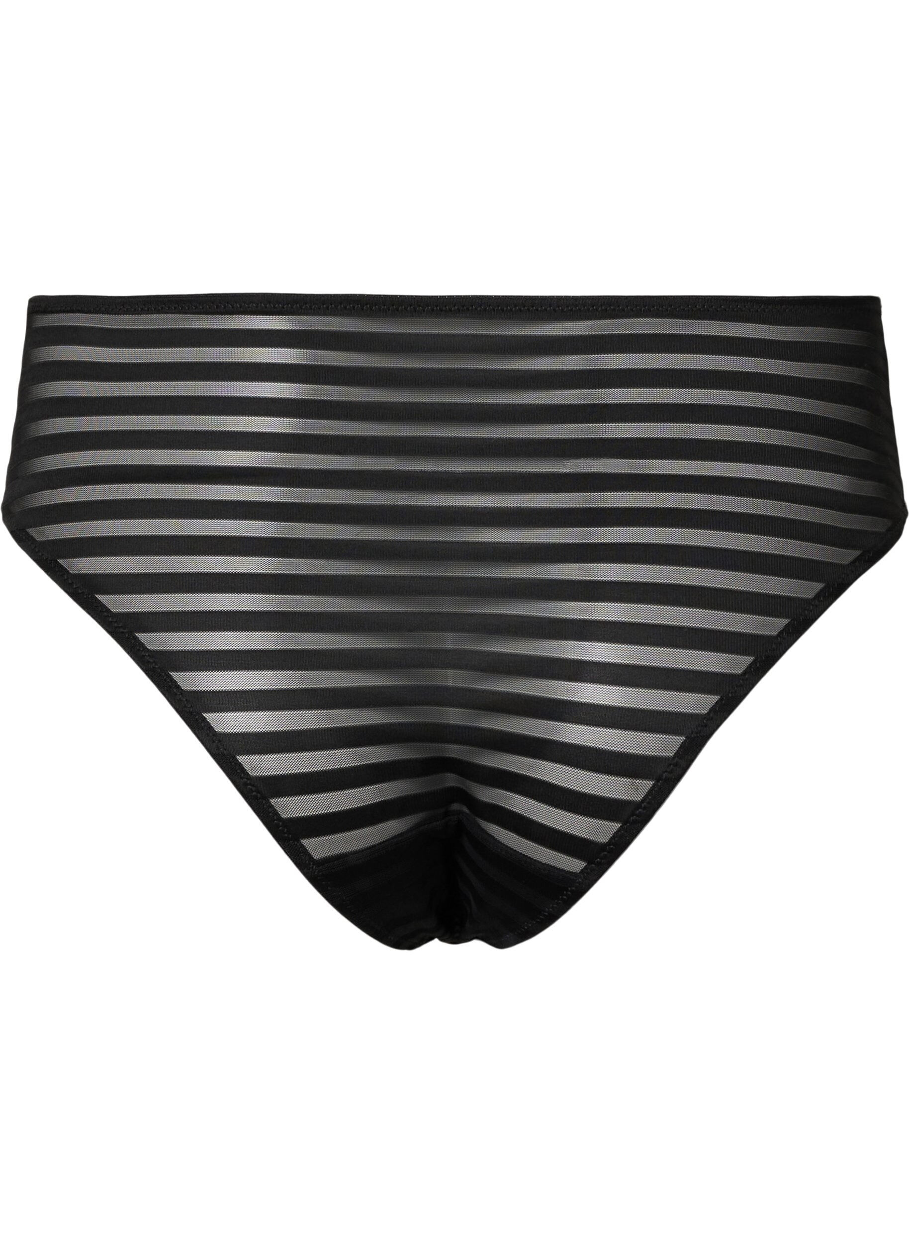 ZizziGestreifte Tai-Panty mit normaler Taille, Black, Packshot image number 1
