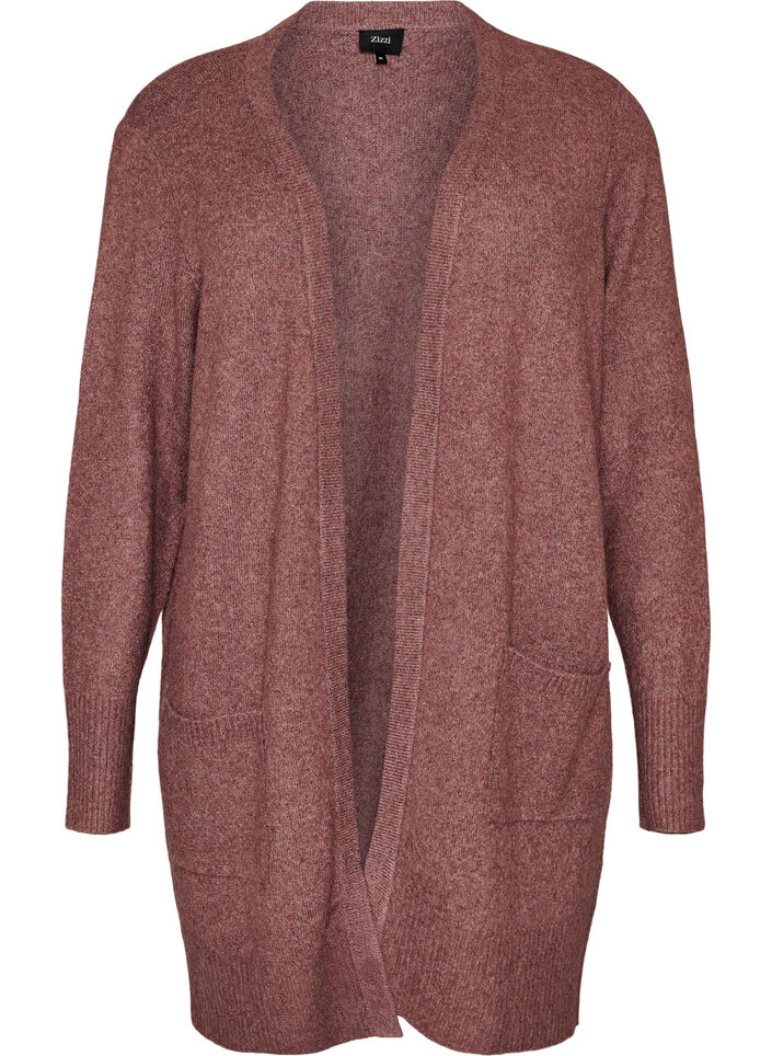 Strickjacke mit Rippenstrick und Taschen, Rot, Packshot image number 0