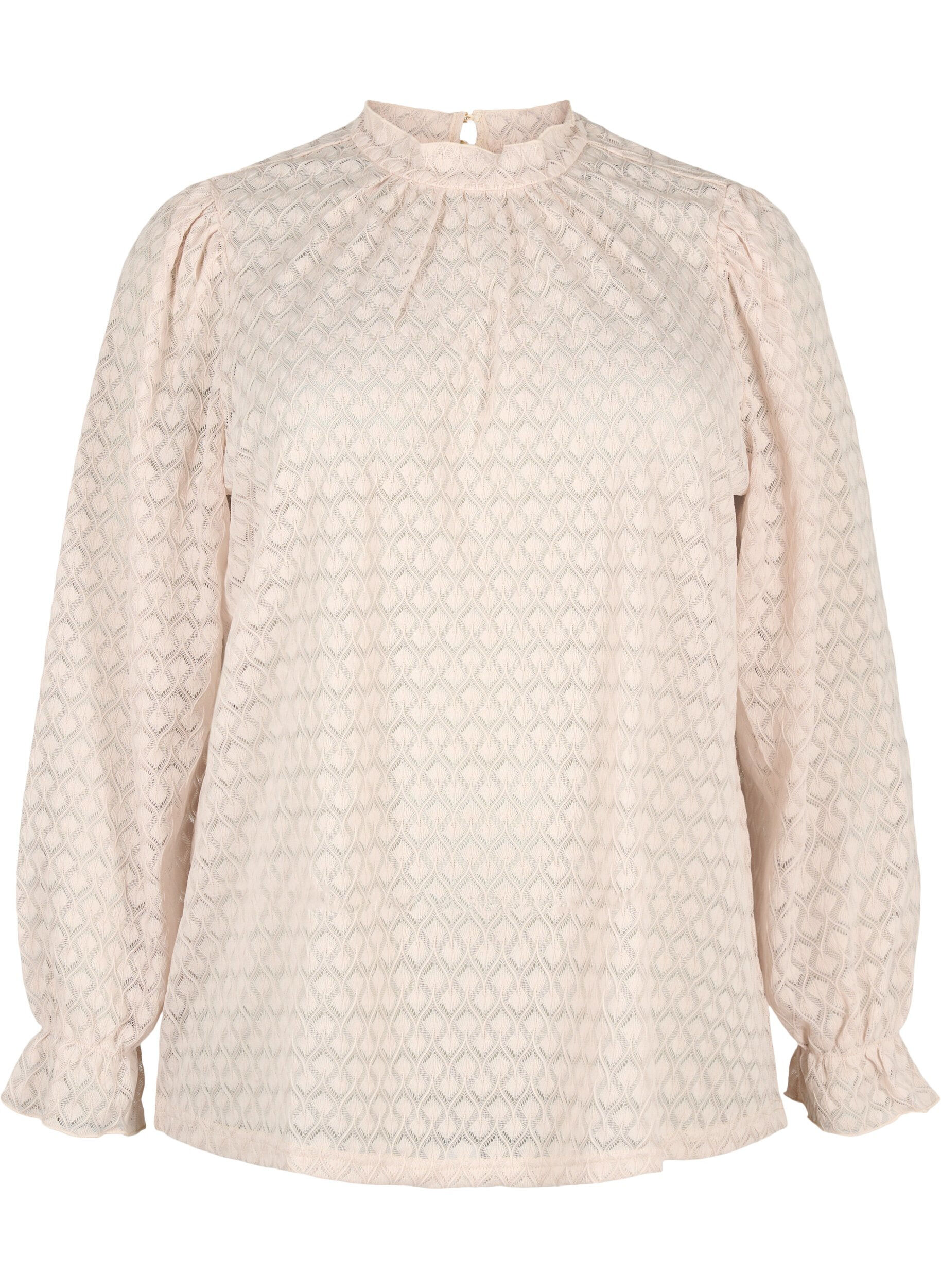 ZizziLang&auml;rmelige Bluse mit gemusterter Textur, Whisper Pink, Packshot image number 0