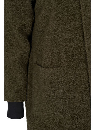 Lange Teddy-Jacke mit Kapuze und Taschen, Ivy Green, Packshot image number 3