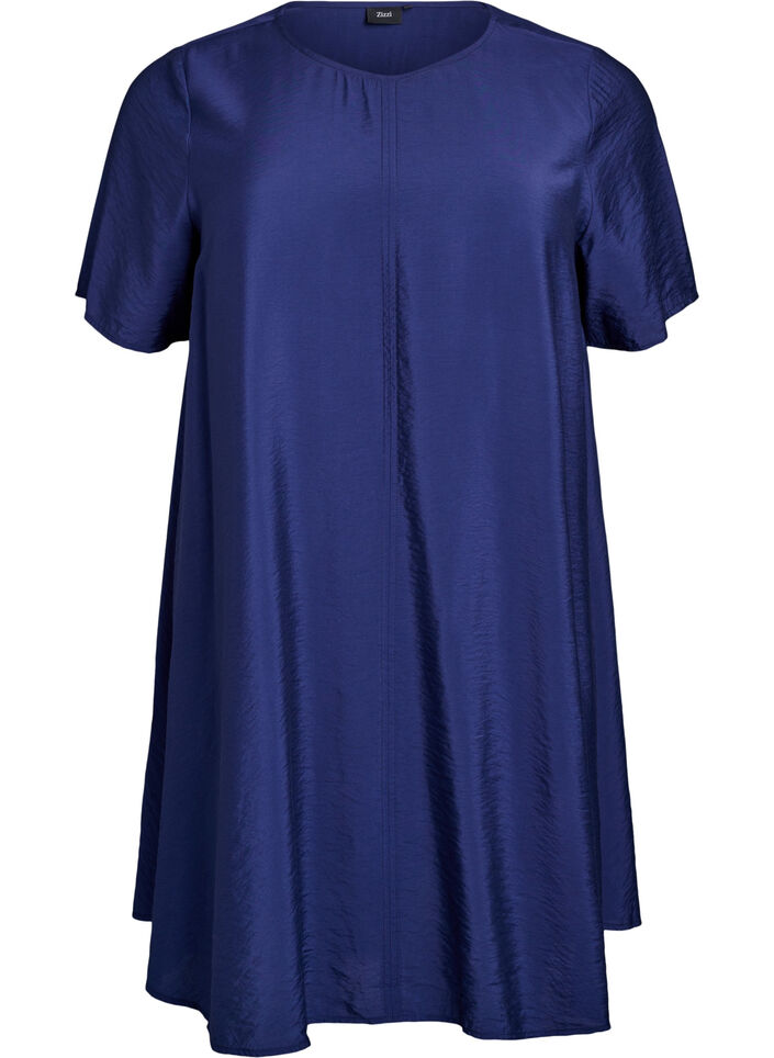 A-Linien-Kleid aus Viskose mit kurzen Ärmeln, Blau, Packshot image number 0