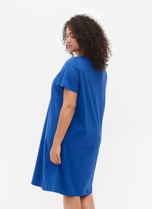 Nachthemd aus Baumwolle mit kurzen Ärmeln, Dazzling Blue GOOD, Model image number 1