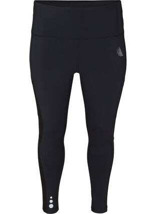 Cropped Trainingstights mit hoher Taille, Black, Packshot image number 0