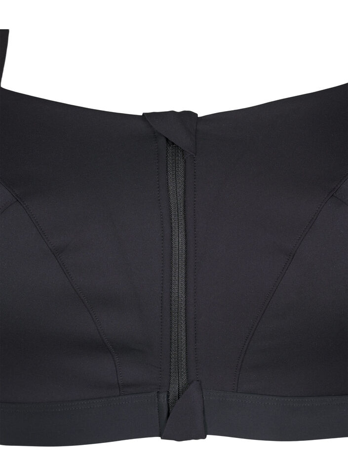 Sport-BH mit Vorderverschluss und hohem Halt, Schwarz, Packshot image number 2