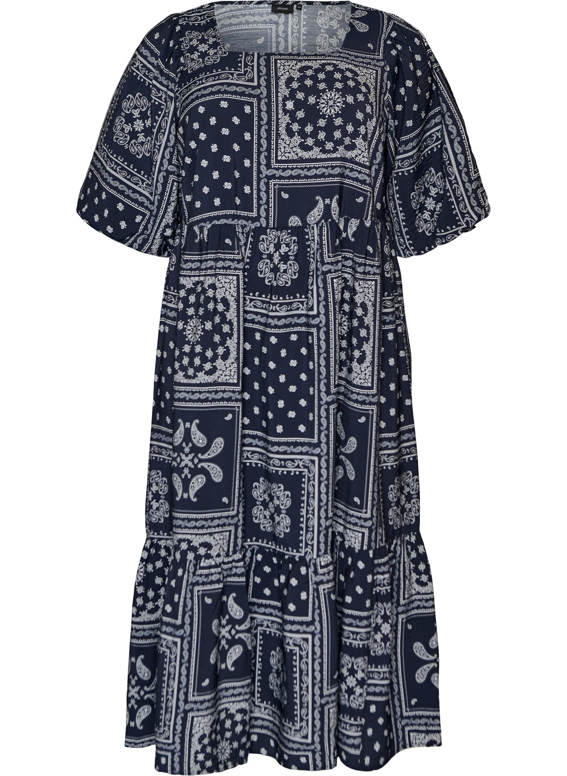 Kn&ouml;chellanges Kleid aus Viskose mit Paisley-Print und kurzen &Auml;rmeln