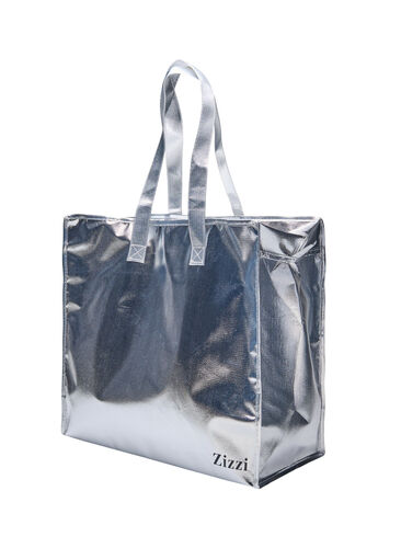 Einkaufstasche mit Reißverschluss, Silver, Packshot image number 0