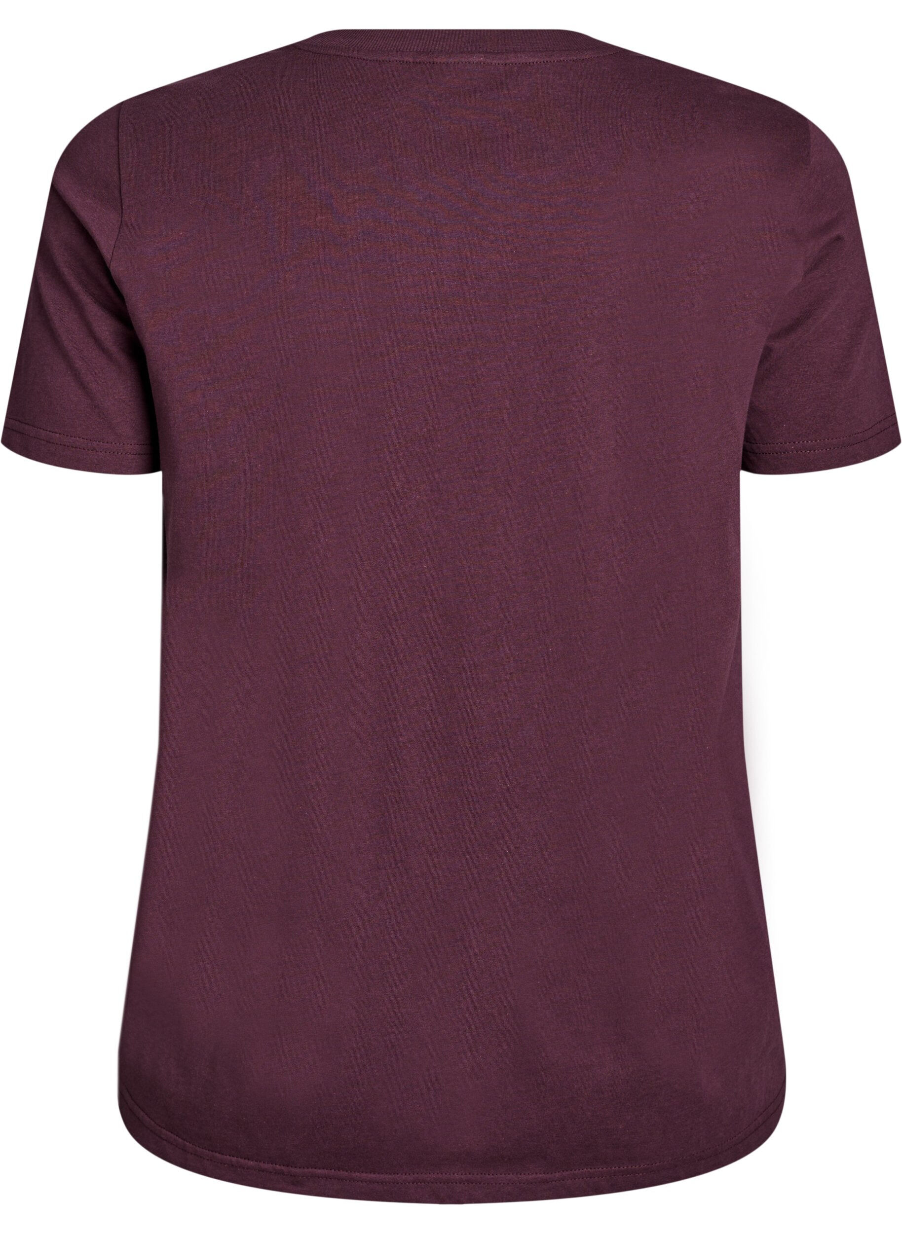 ZizziT-Shirt aus Baumwolle mit Print auf der Vorderseite, Dunkles Bordeaux, Packshot image number 1