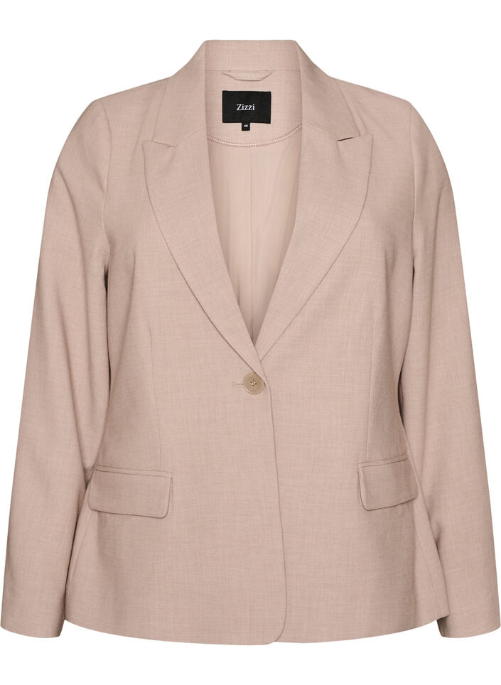 Klassischer Blazer mit Ein-Knopf-Verschluss und Taschen, Beige, Packshot image number 0