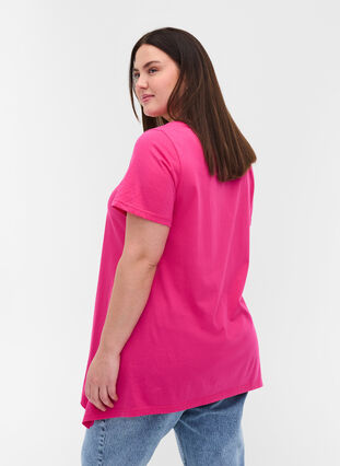 Kurzarm T-Shirt aus Baumwolle mit A-Linie, Beetroot Pur SUMMER, Model image number 1