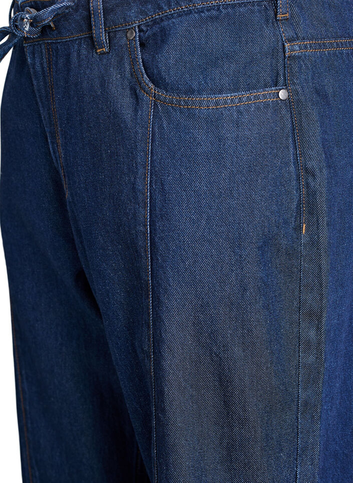 Wide Leg Jeans mit Bindeg&uuml;rtel und hoher Taille, Blau, Packshot image number 2