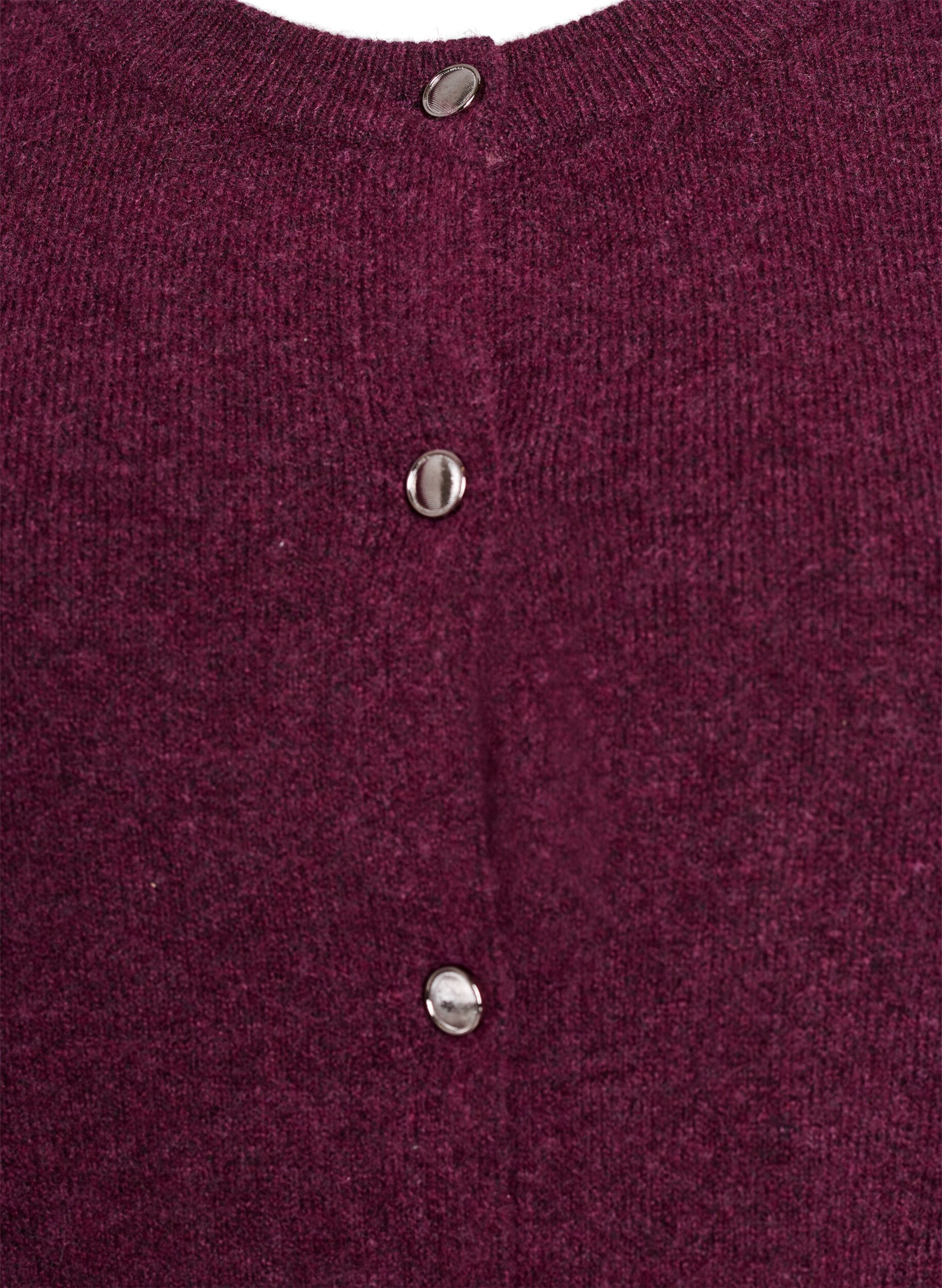 ZizziStrickjacke mit kurzen &Auml;rmeln, Dunkles Bordeaux, Packshot image number 2