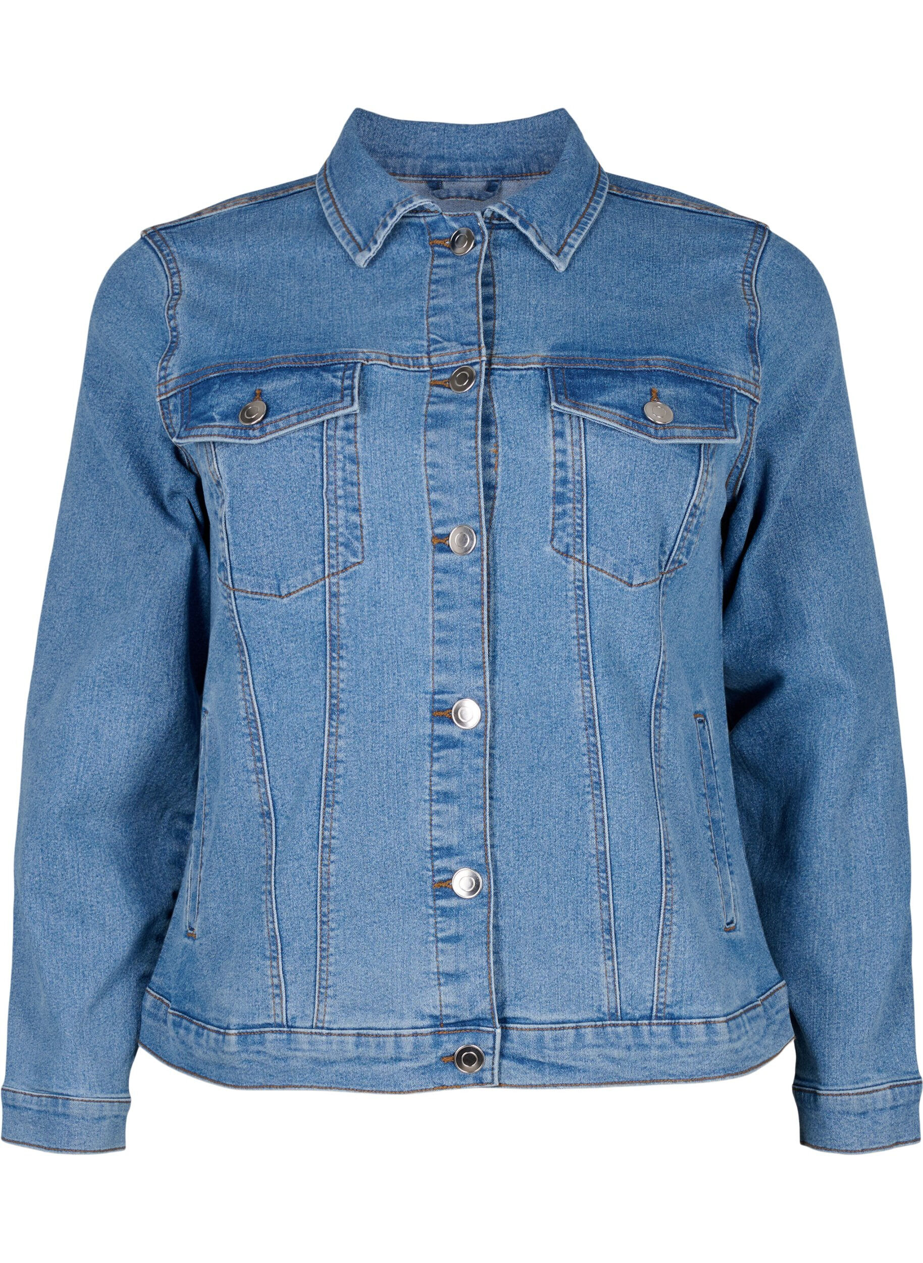 ZizziDenim-Jacke aus elastischer Baumwollmischung, Blau, Packshot image number 0