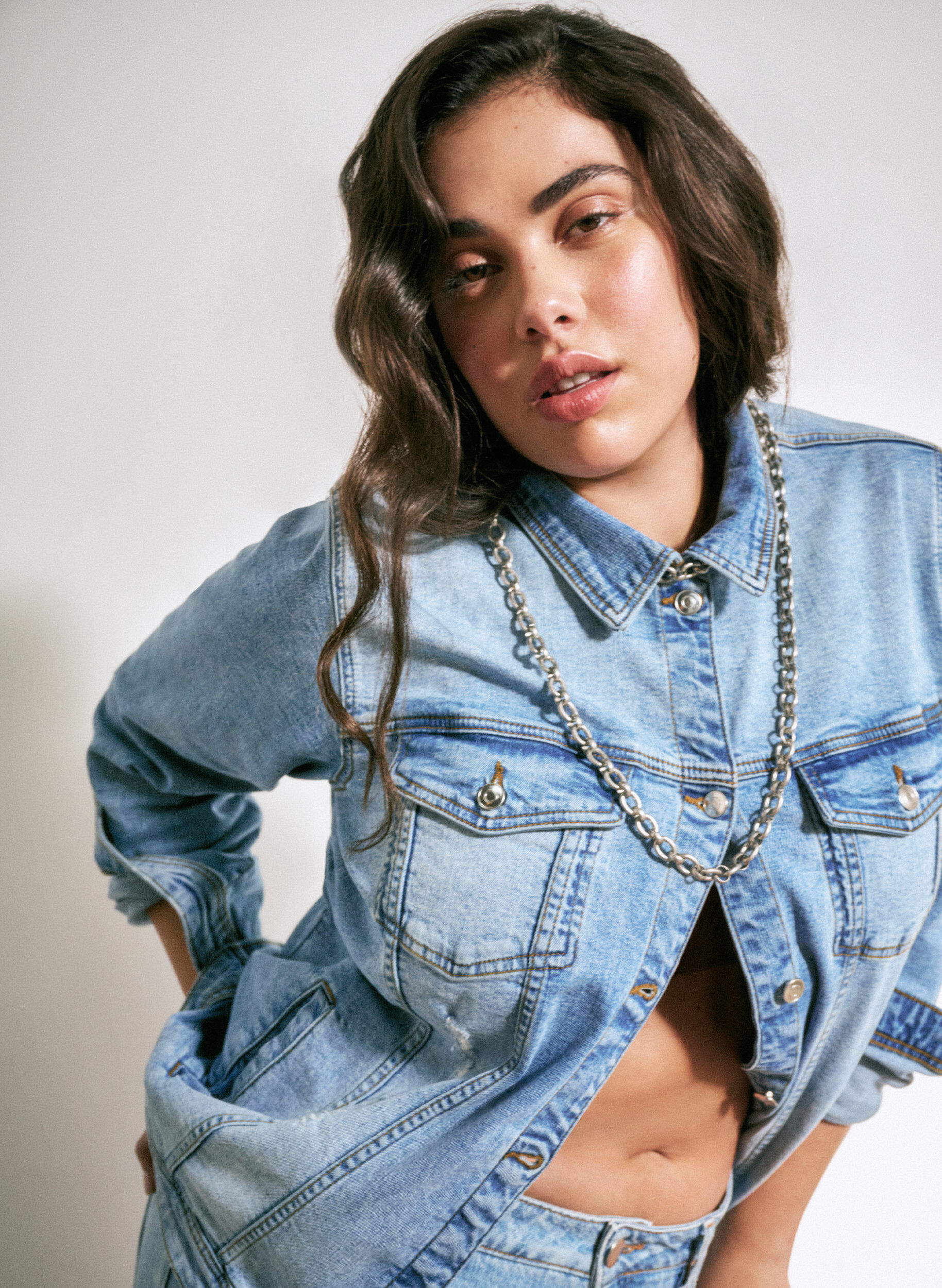 ZizziKurze Denim-Jacke aus Baumwolle, Light blue denim, Image image number 0