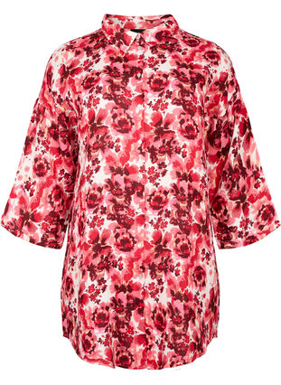 Langes Shirt mit Allover-Druck, Pink AOP Flower, Packshot image number 0