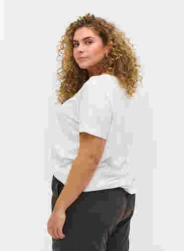 T-Shirt aus Bio-Baumwolle mit Schnüren Details, Warm Off-white, Model image number 1