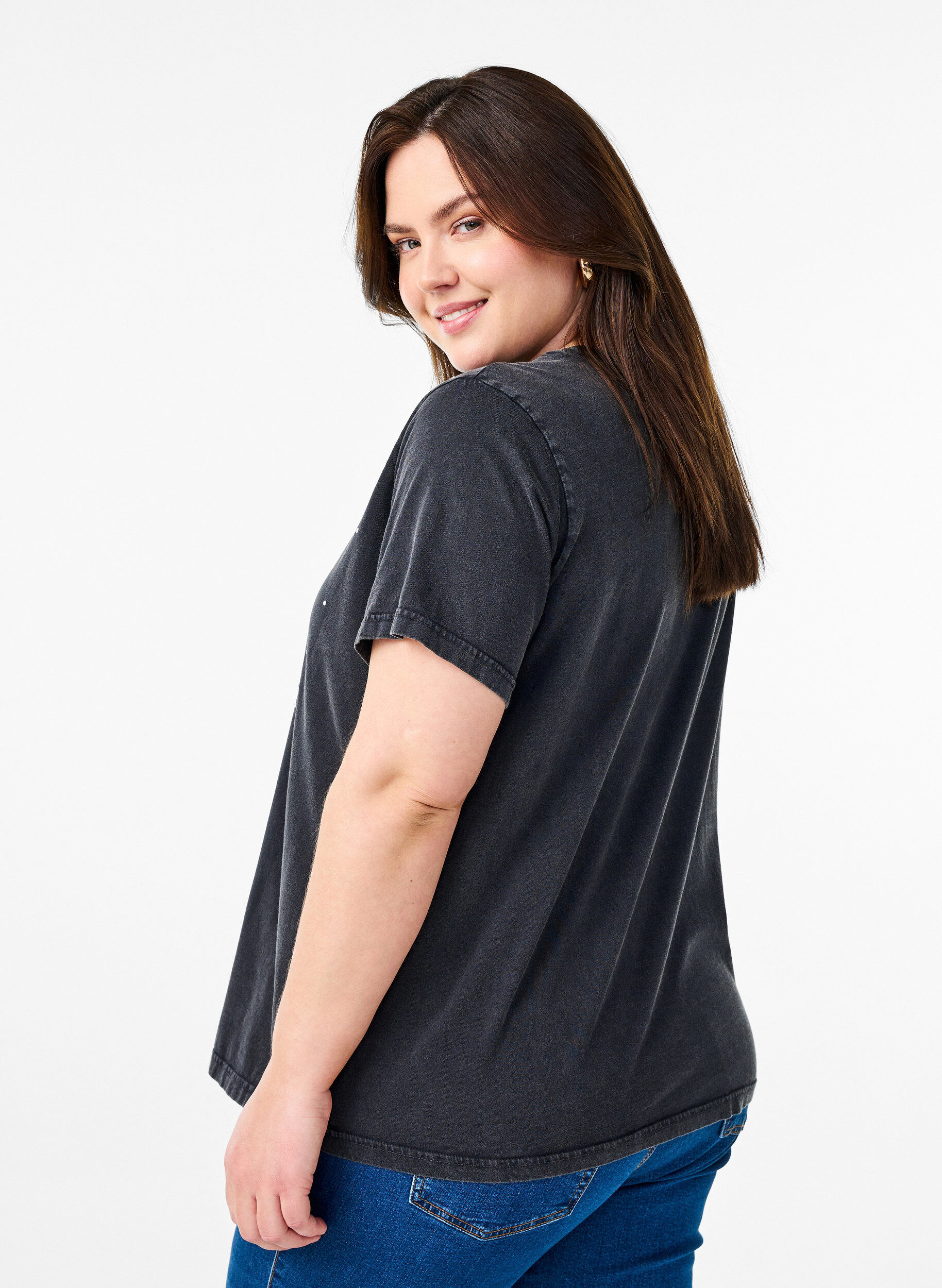 ZizziT-Shirt aus Bio-Baumwolle mit coolem Print, Grau, Model image number 2