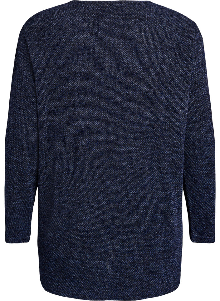Lang&auml;rmelige Bluse mit Struktur, Blau, Packshot image number 1