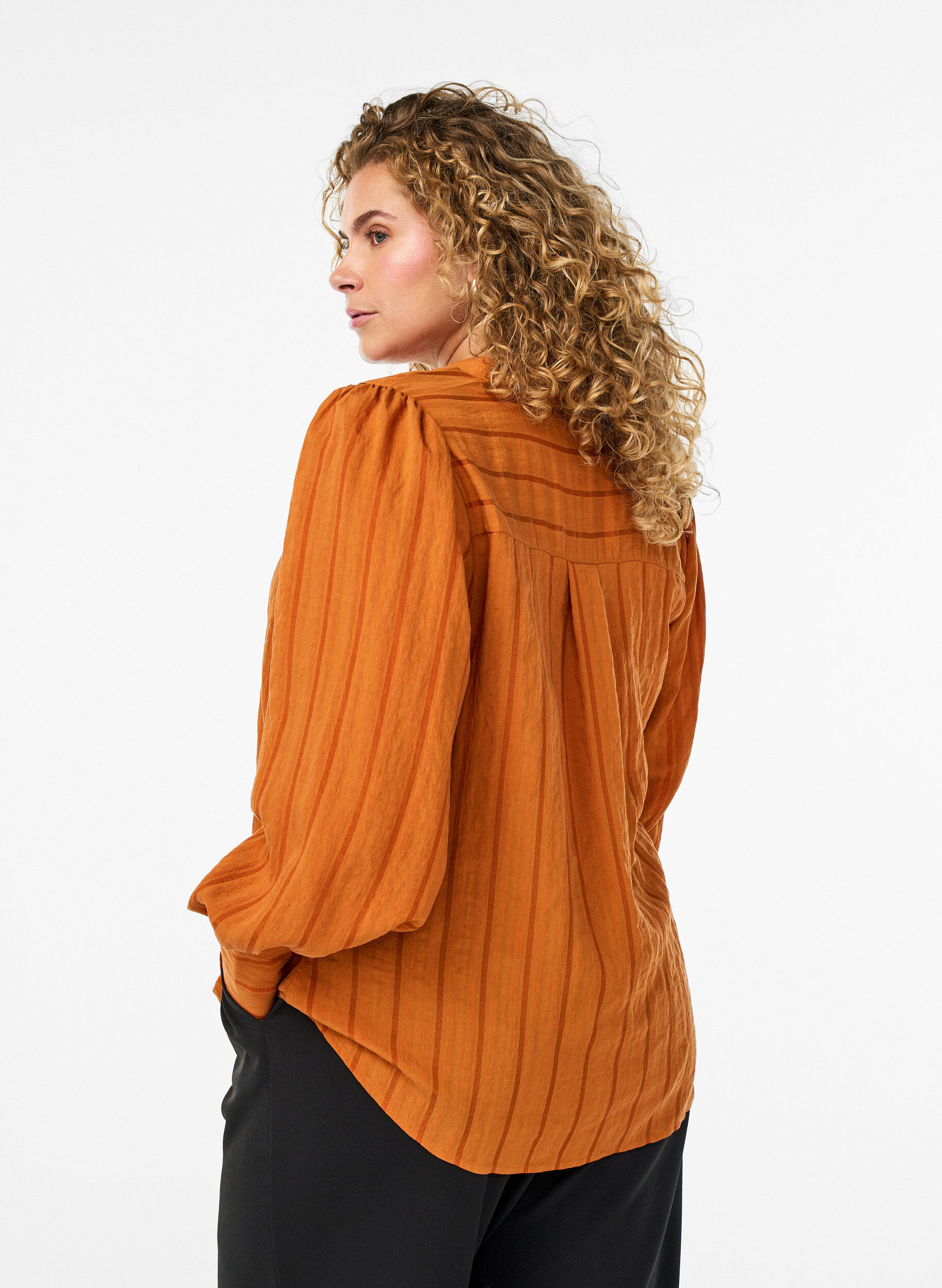 ZizziBluse mit L&auml;ngsstreifen, Orange, Model image number 2