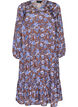 Gebl&uuml;mtes Midikleid mit R&uuml;schensaum, Braun, Packshot image number 0