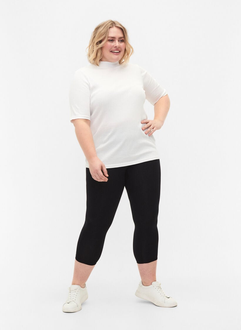 Basic 3/4-Leggings aus Viskose, Schwarz, Model image number 1