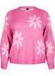 Geblümte Bluse aus Strick, Raspberry Rose Comb, Packshot image number 0