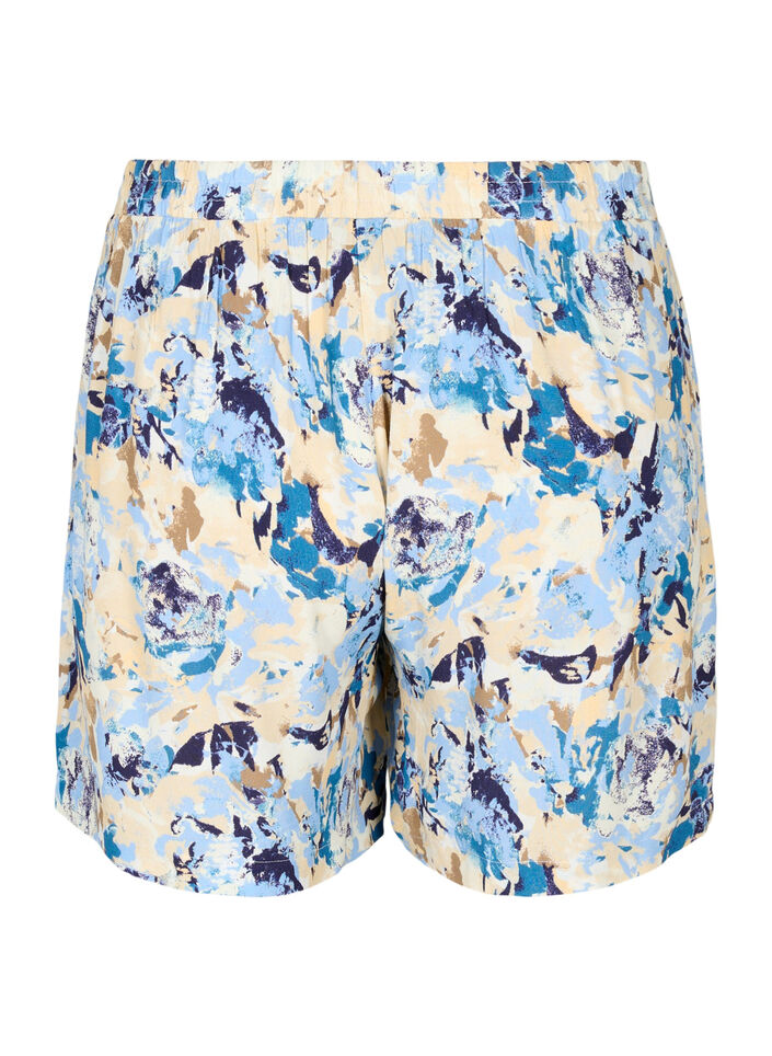 Locker sitzende Shorts aus Viskose, Blue Graphic AOP, Packshot image number 1