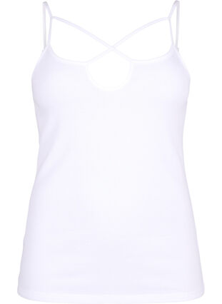 Ripp-Top aus Bio-Baumwolle mit Kreuzdetail, Bright White, Packshot image number 0