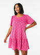 Kurzes Jerseykleid mit Lochmuster, Pink, Model image number 0