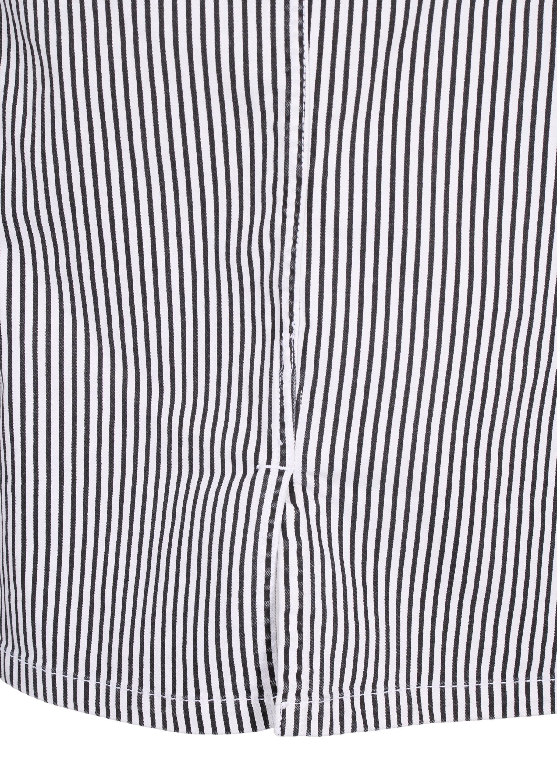 ZizziGestreifter Bleistiftrock mit Taschen, Black & White Stripe, Packshot image number 4