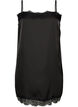 Langes Top aus Satin mit Spitzen, Schwarz, Packshot image number 0
