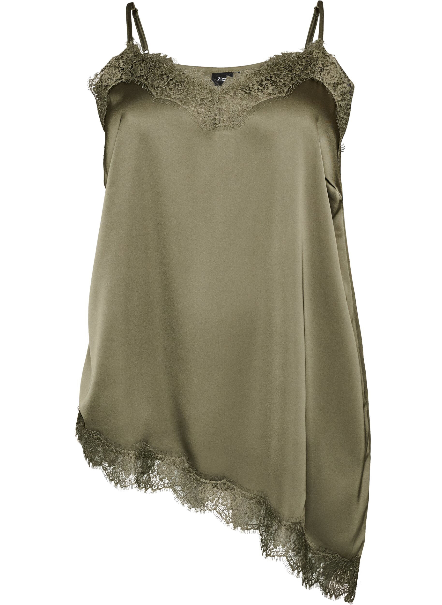 Tr&auml;gertop mit Spitze und asymmetrischem Saum