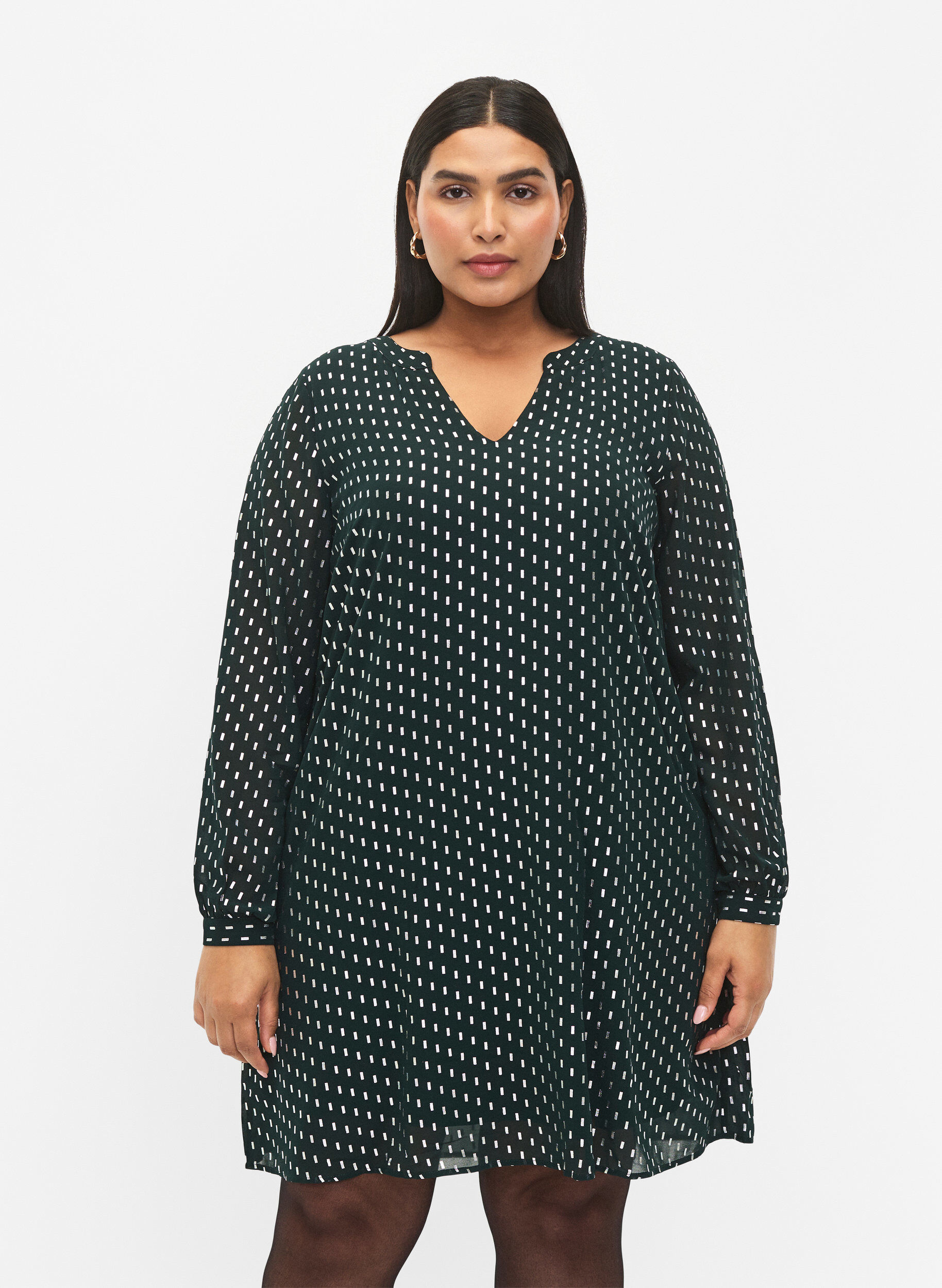 ZizziLang&auml;rmeliges Kleid mit Foliendruck, Scarab w. Silver, Model image number 0