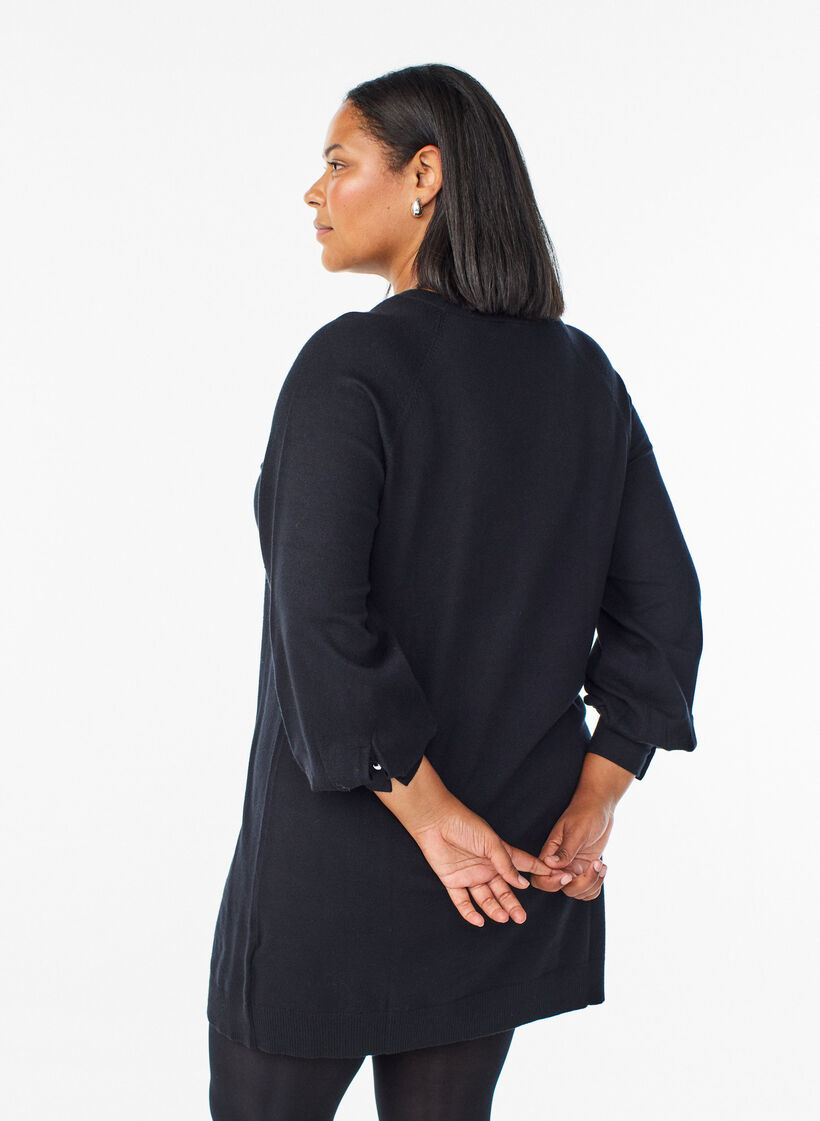 Kurzes Strickkleid mit Raglanärmeln, Schwarz, Model image number 2