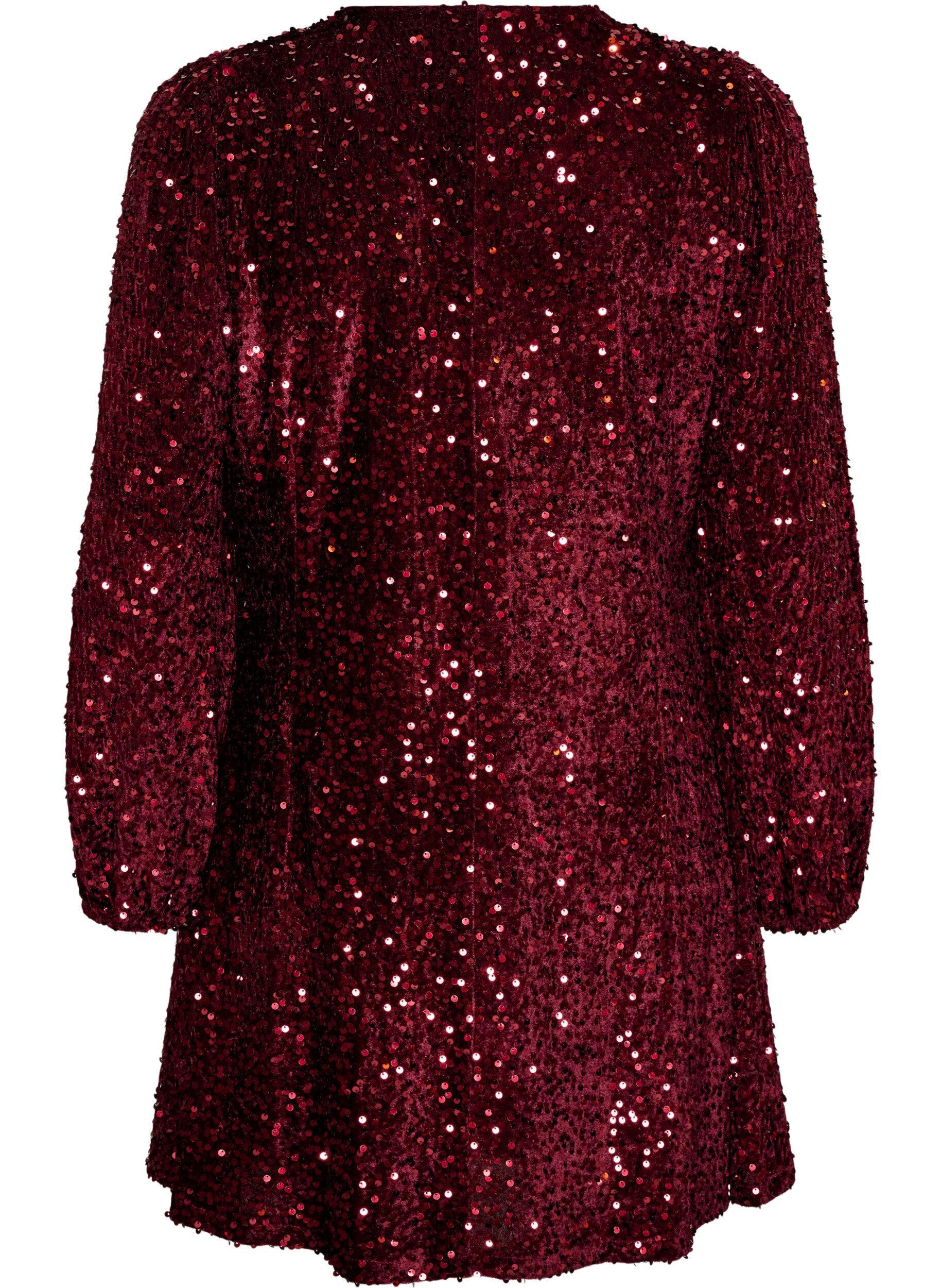 ZizziKurzes Kleid mit Pailletten in A-Linie, Rot, Packshot image number 1