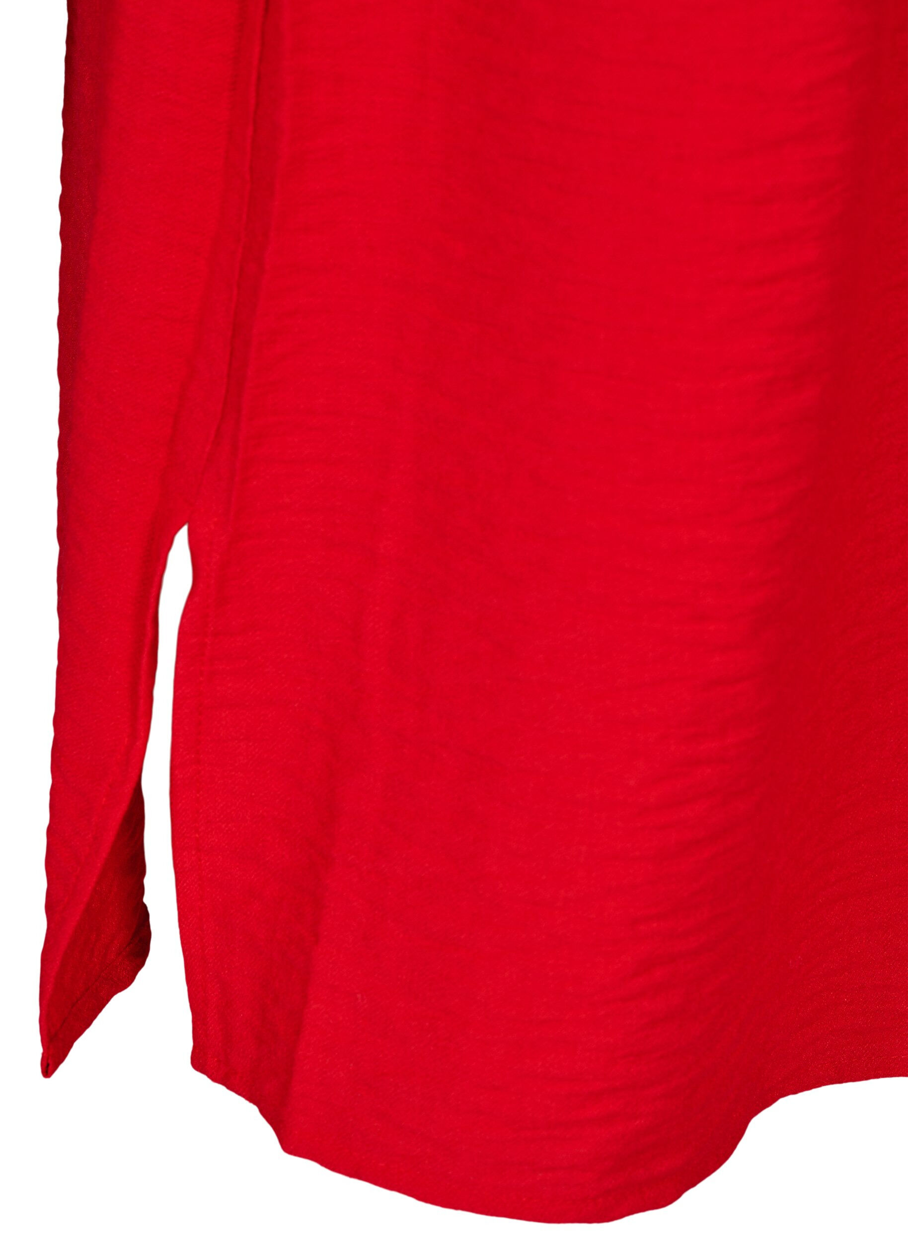 ZizziHemdblusenkleid mit Bindeg&uuml;rtel und langen &Auml;rmeln, Rot, Packshot image number 3