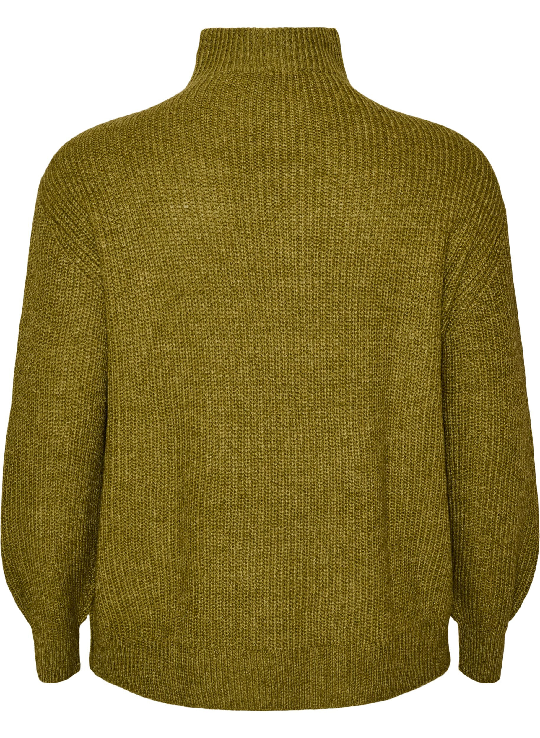 ZizziStrickpullover mit hohem Kragen und Rei&szlig;verschluss, Gr&uuml;n, Packshot image number 1