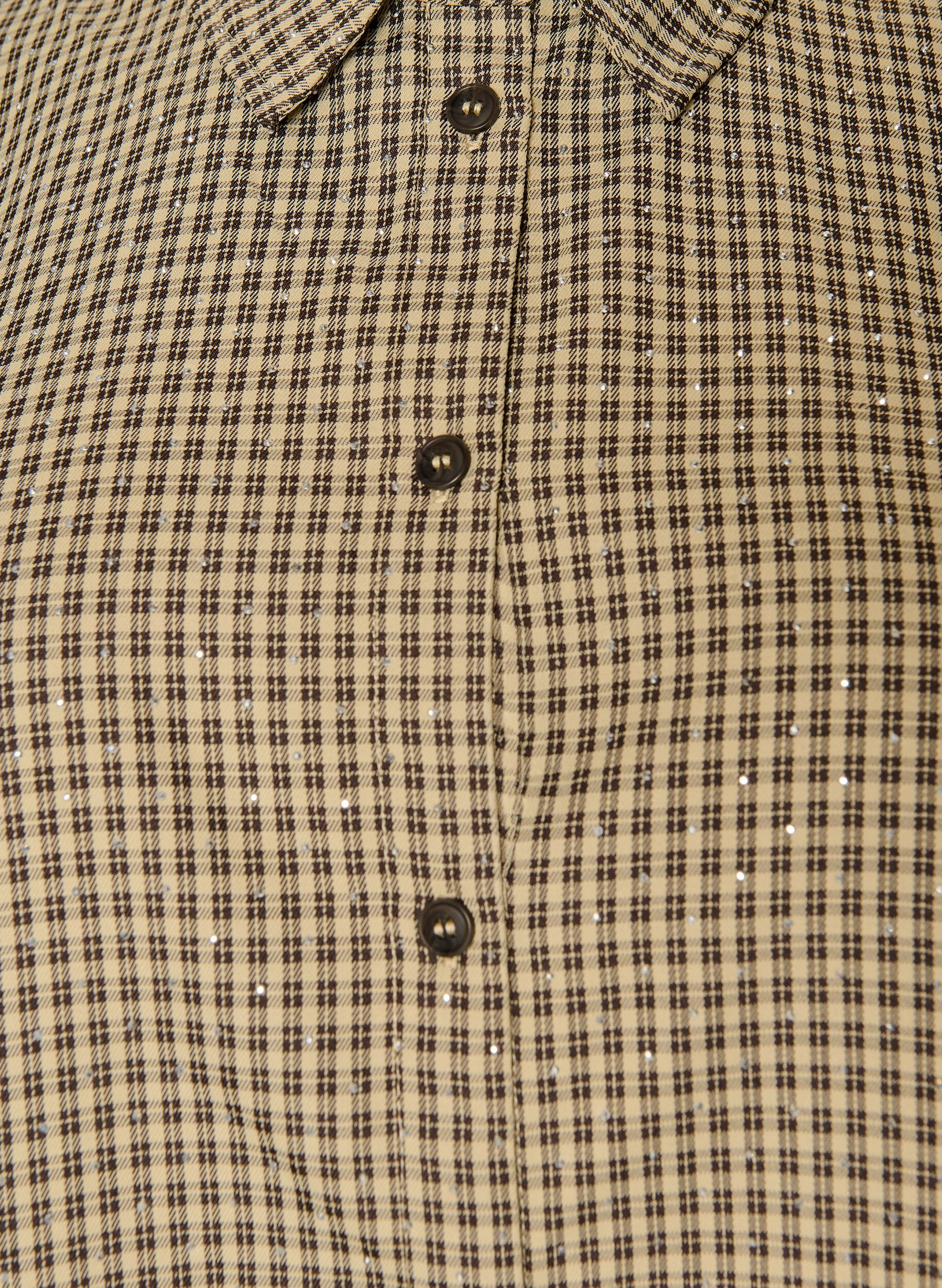 ZizziBluse mit kleinem Karomuster und Strasssteinen, Braun, Packshot image number 2