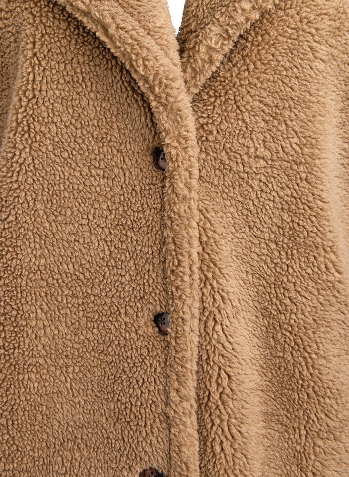 Weiche Teddyjacke mit Knöpfen und Kragen, Braun, Packshot
