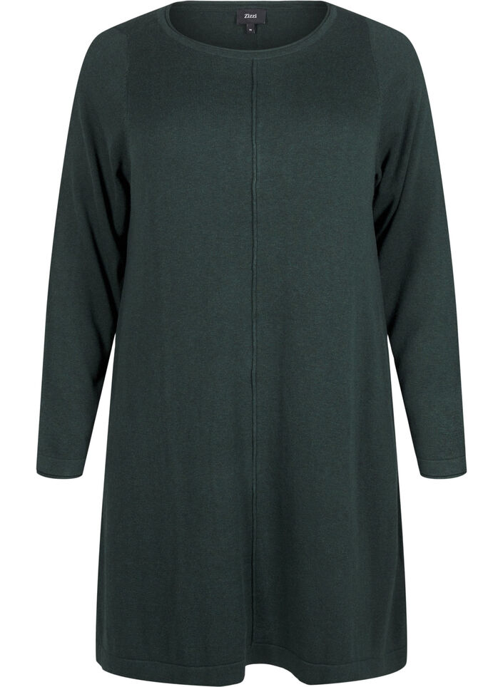 Strickkleid aus Baumwoll-Viskose-Mischung, Gr&uuml;n, Packshot image number 0