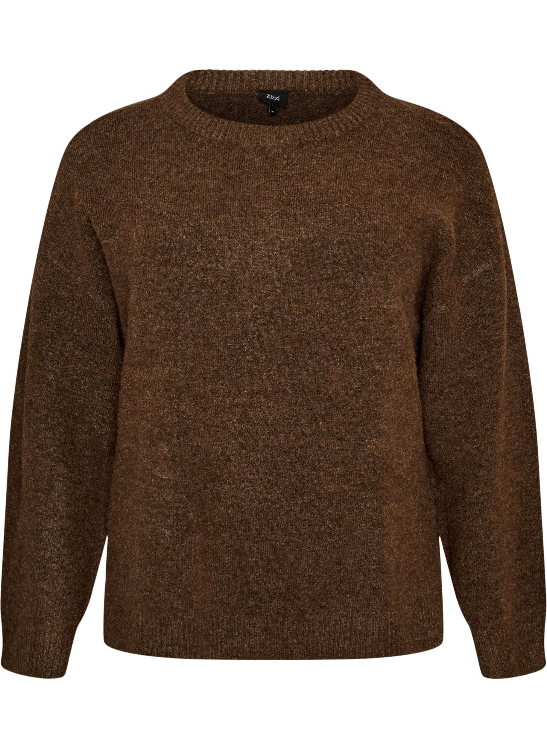ZizziLocker gestrickte Bluse mit Alpaka und Wolle, Braun, Packshot image number 0