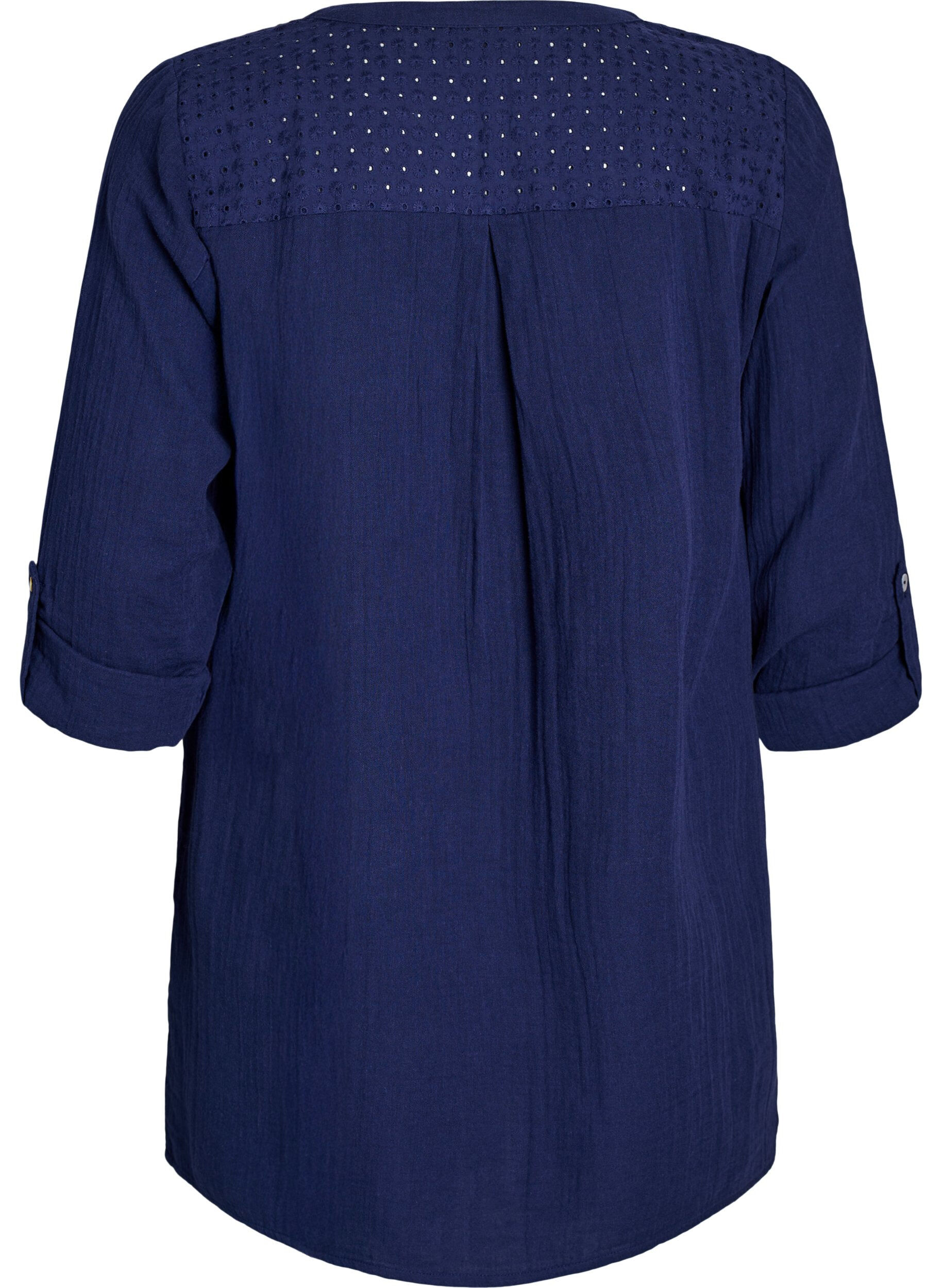 ZizziTunika aus Baumwollmusselin mit Broderie Anglaise, Blau, Packshot image number 1