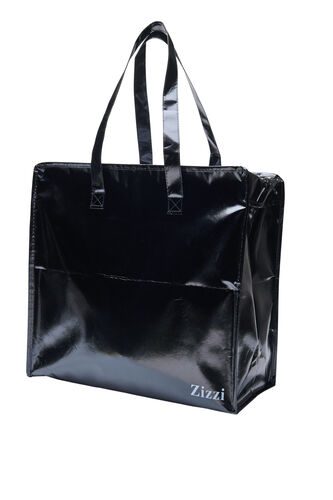 Einkaufstasche mit Reißverschluss, Black, Packshot image number 0