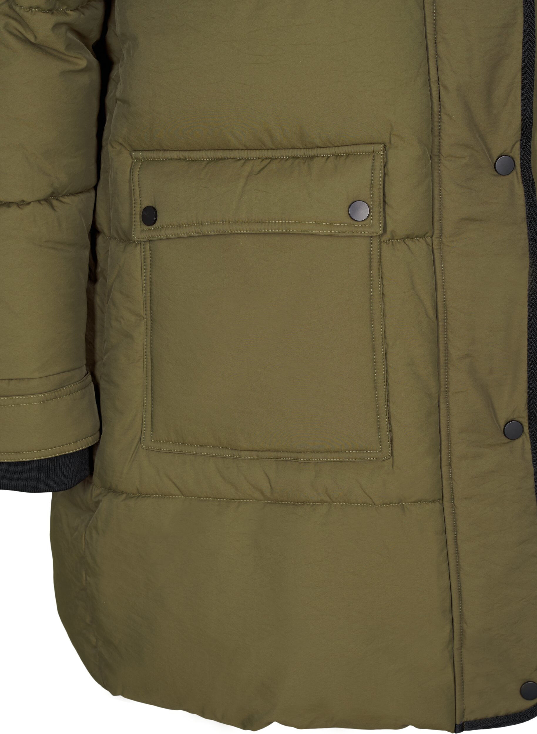 ZizziSteppjacke mit Kapuze und Kontrastdetails, Gr&uuml;n, Packshot image number 3