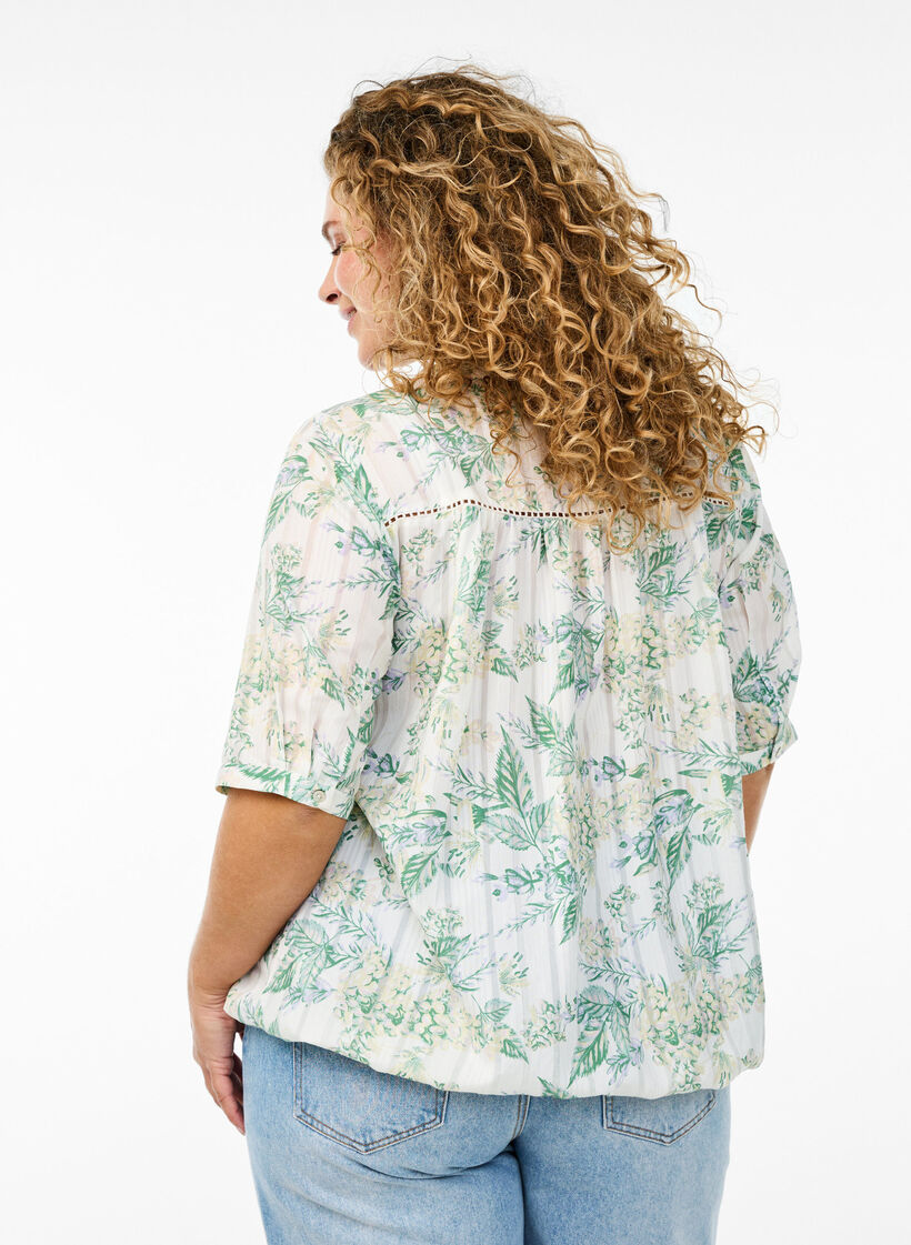Bluse mit Print und 1/2-&Auml;rmeln, Wei&szlig;, Model image number 2