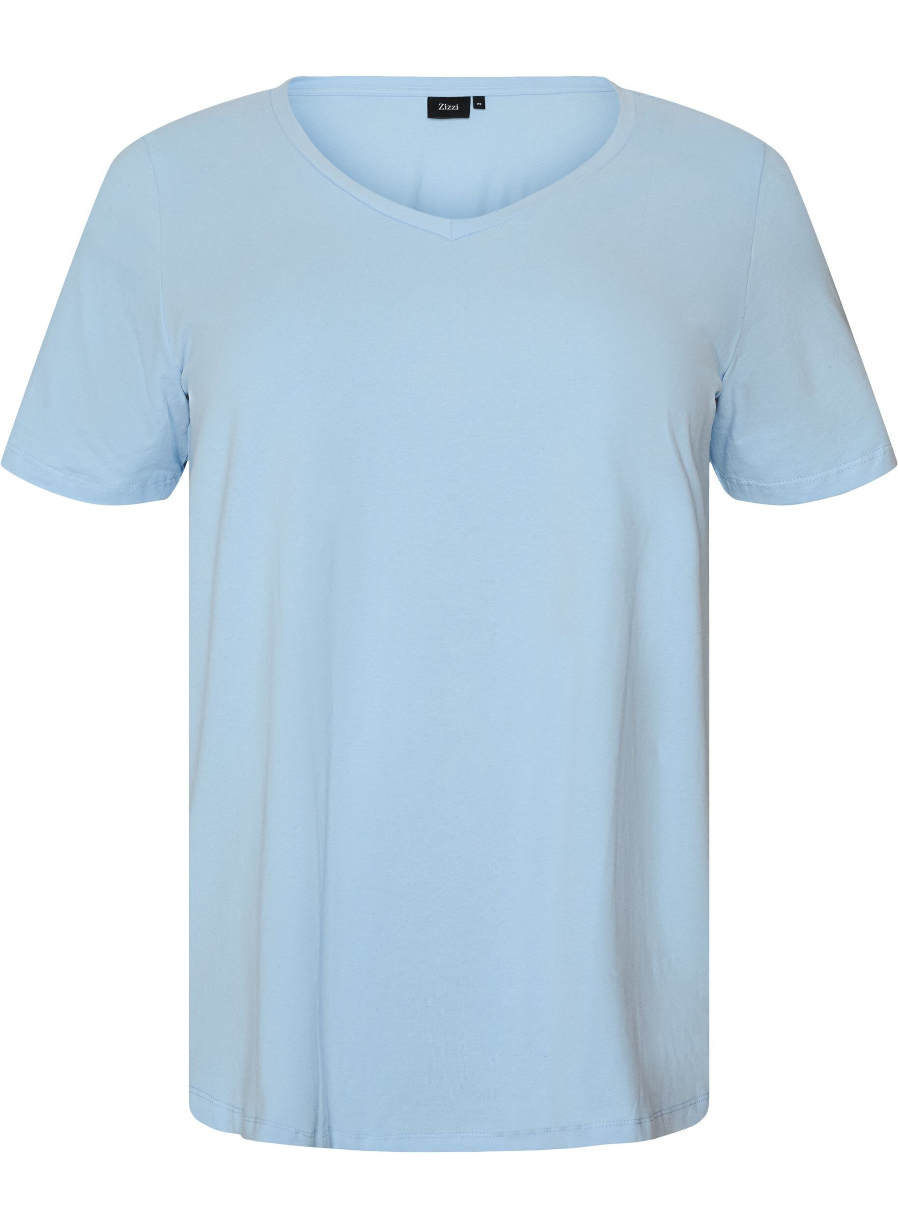 ZizziEinfarbiges basic T-Shirt aus Baumwolle, Blau, Packshot image number 0