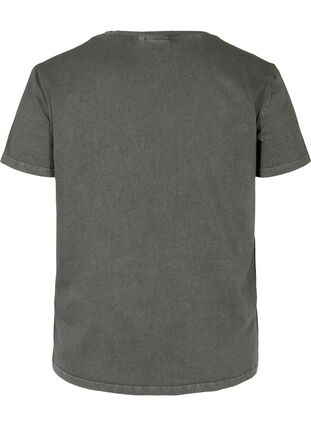 Kurzarm T-Shirt mit Acid-Wash und Aufdruck, Dark grey acid wash, Packshot image number 1