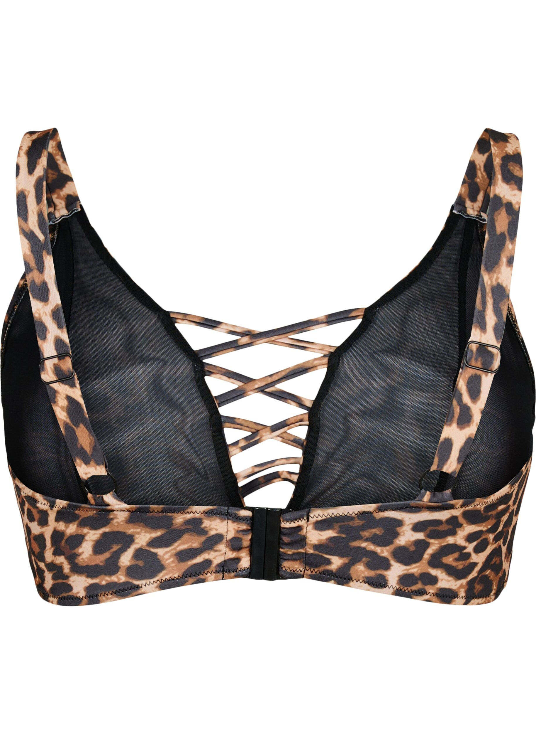 ZizziBikini-BH mit Leopardenmuster und String-Detail, Autentic Leopard, Packshot image number 1