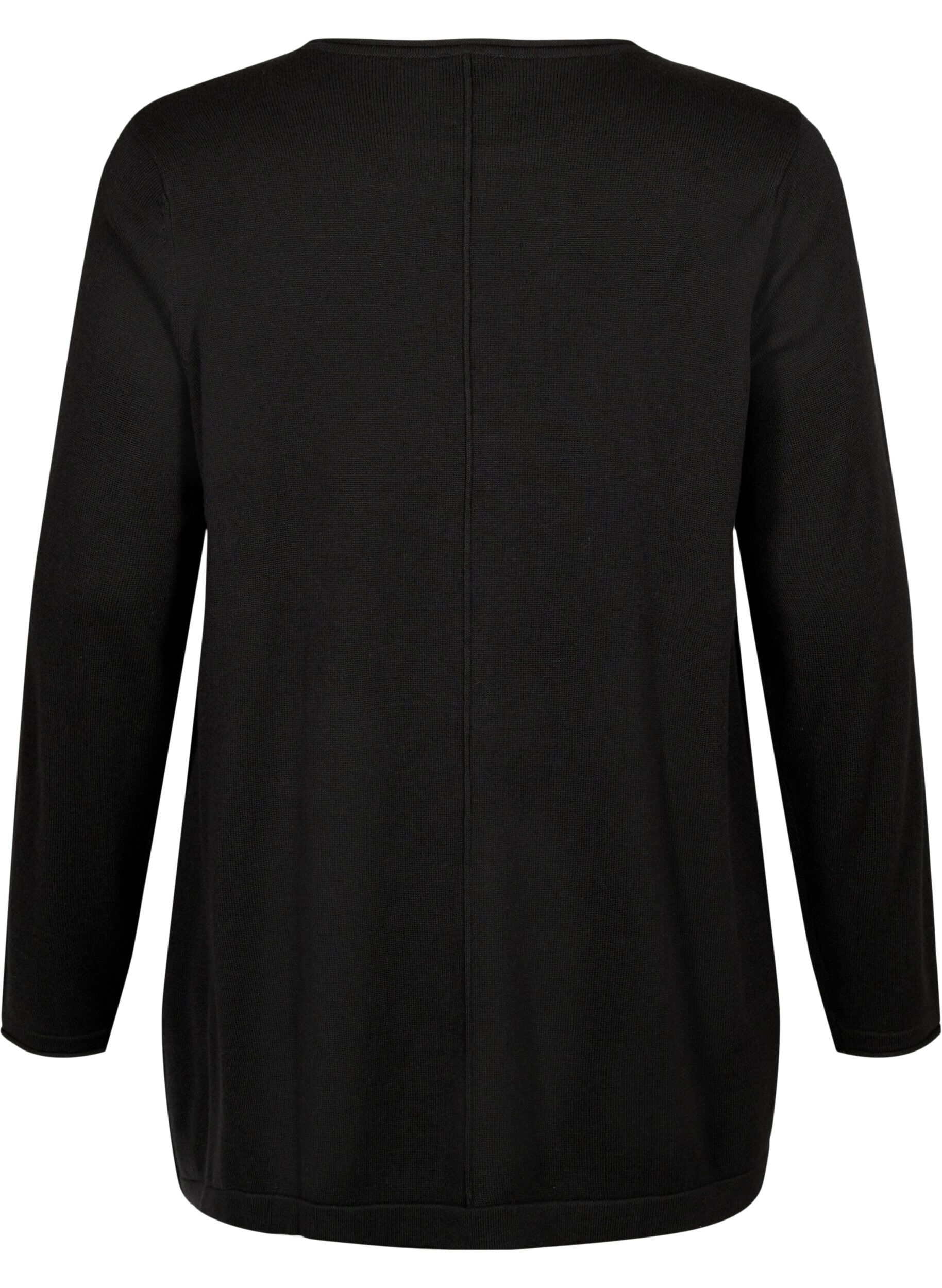 ZizziGestrickte Bluse aus Baumwoll-Viskose-Mischung, Schwarz, Packshot image number 1
