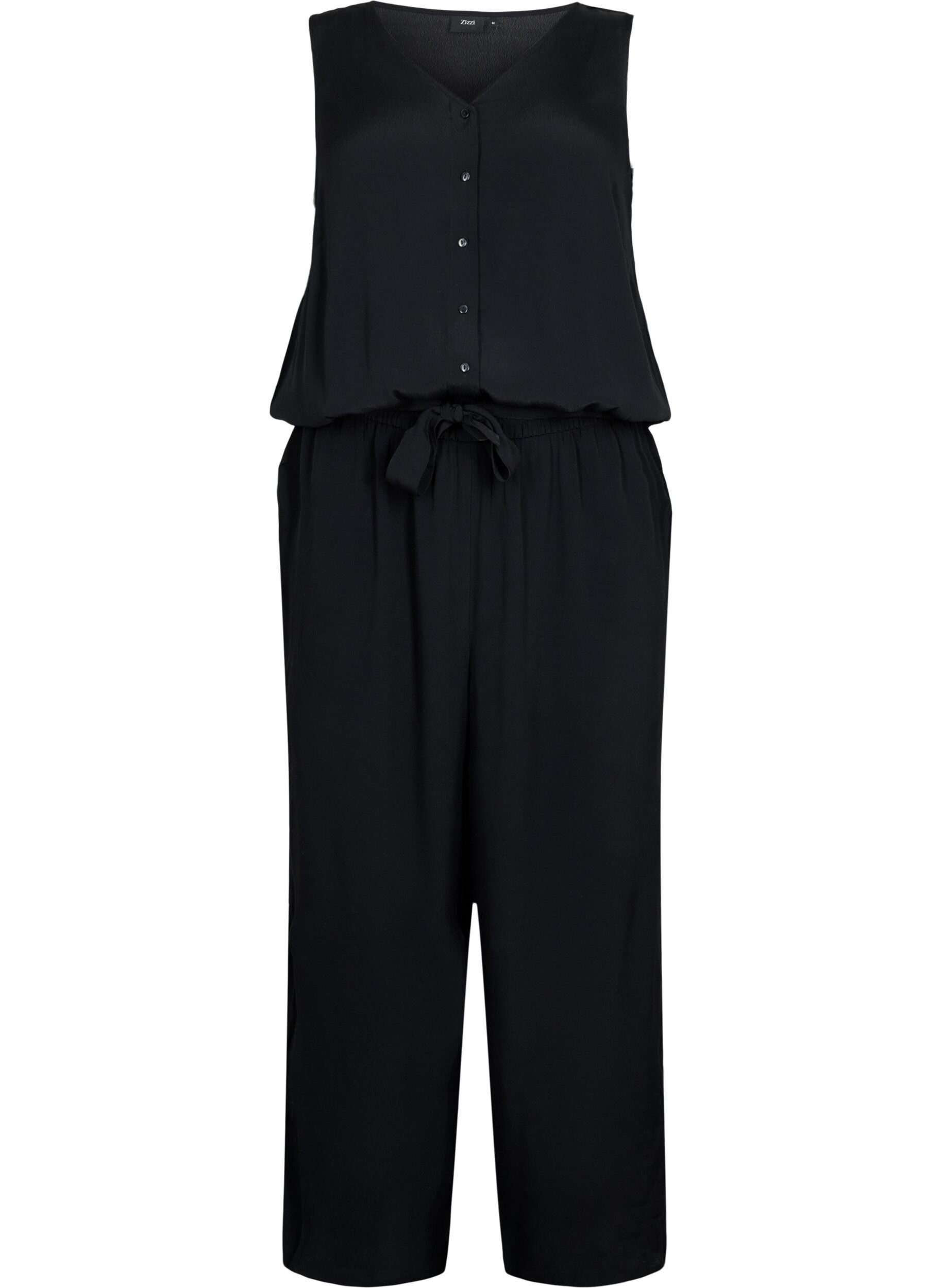 Zizzi&Auml;rmelloser Jumpsuit aus Viskose, Black, Packshot image number 0