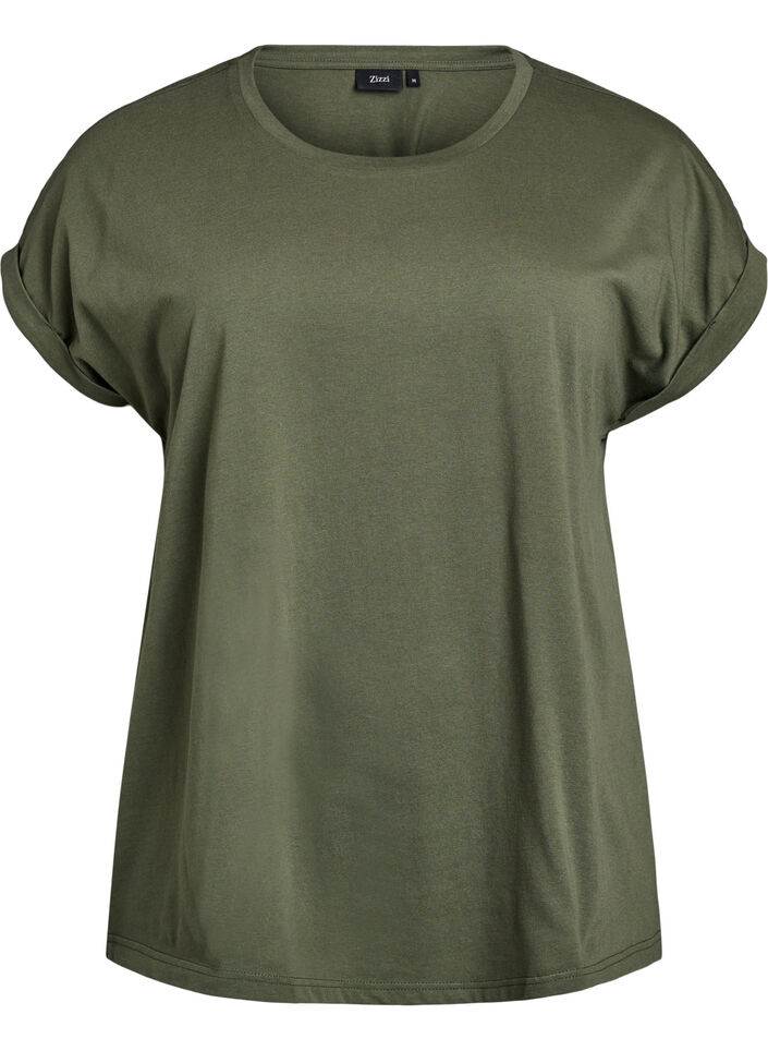 Kurz&auml;rmliges T-Shirt aus einer Baumwollmischung, Gr&uuml;n, Packshot image number 0